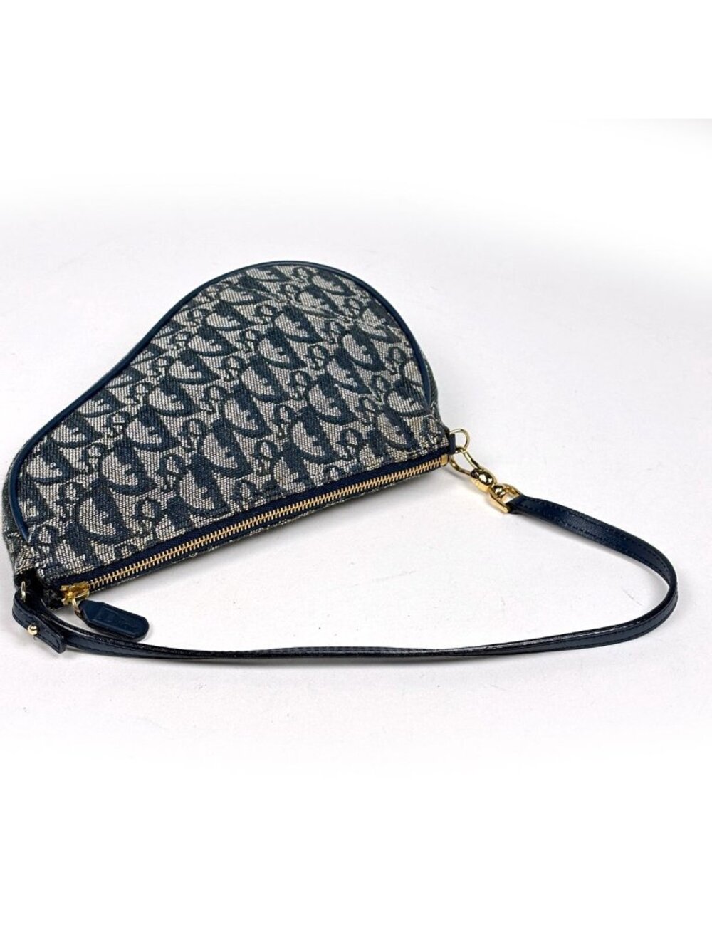 Dior Trotter Pattern Saddle Bag Canvas Navy - Picture 7 of 9